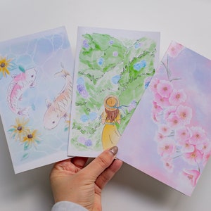 Tokyo Dreams Greeting Card 3 Pack - Illustrated Japan Printed Cards - Pastel Colourful Aesthetic Stationery Gift & Souvenir