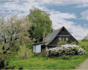 Country House Cross Stitch Instant Digital Download