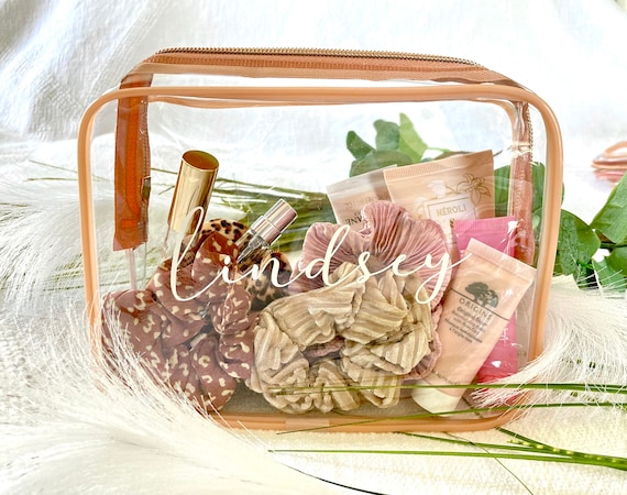 Bridesmaid Make up Bags Rose Gold Cosmetic Bag CLEAR 