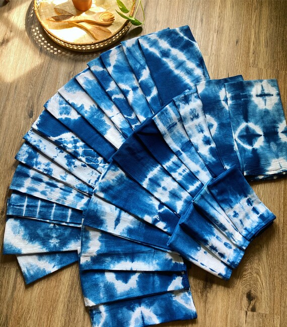 Hand Dyed Indigo Shibori 100% Cotton Adult Apron w Double Pockets; Tobyhanna Boho Style Chef Apron Tie Dye Apron Unique Father\u2019s Day Gift