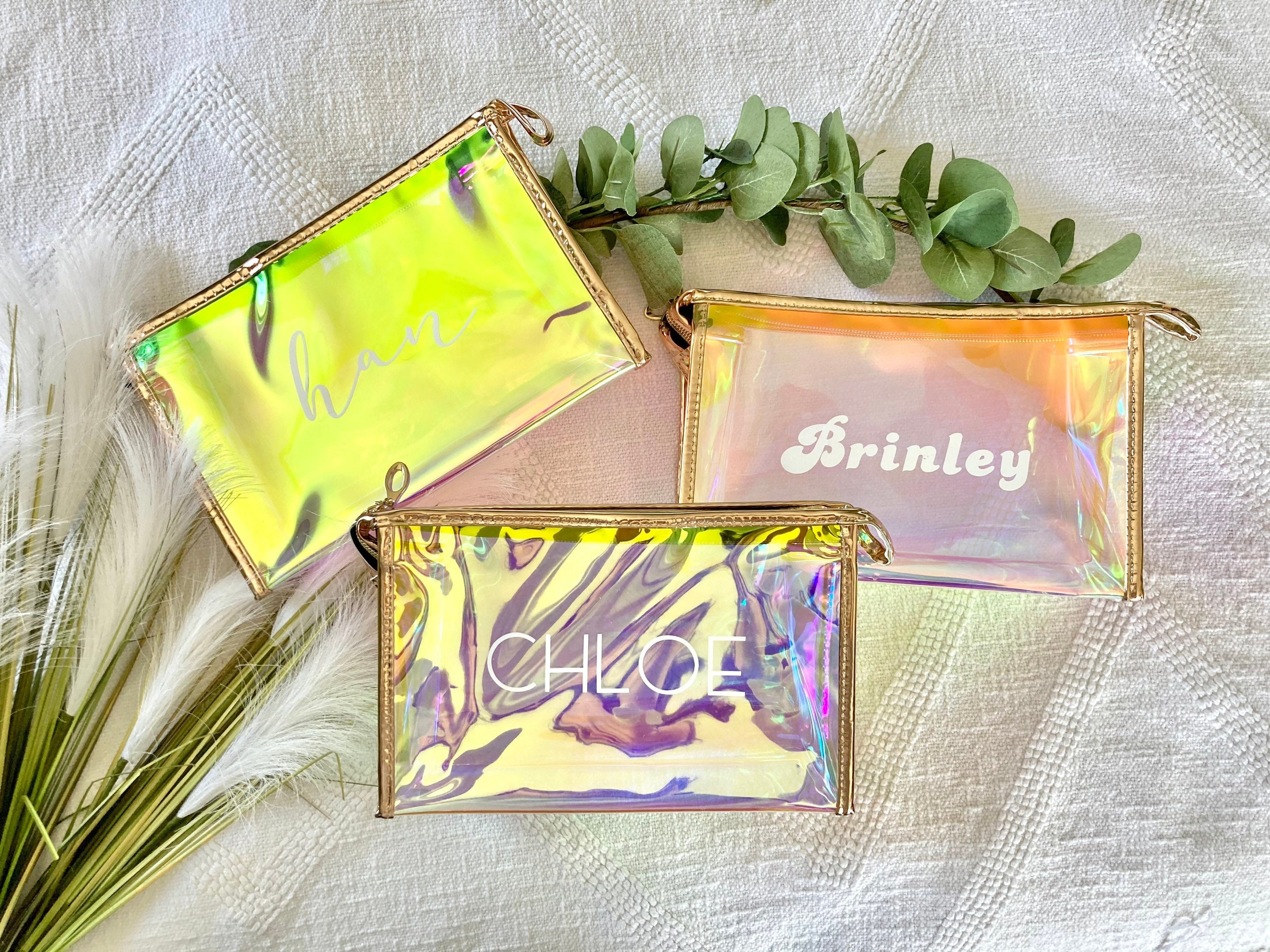 Merbary Holographic Makeup Bags Clear Cosmetic Bag Iridescent