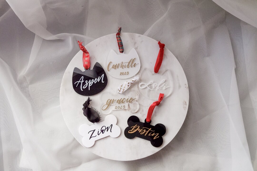 Custom Hand-calligraphy Lettering 3.25 Acrylic Dog Bone or - Etsy