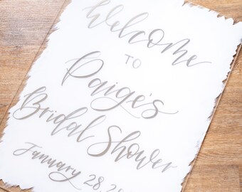 18"x24" Acrylic Brush Painted Hand Lettered Acrylic Sign | Welcome Bridal Shower Party Acrylic Sign| Calligraphy Acrylic Sign|Custom Signage