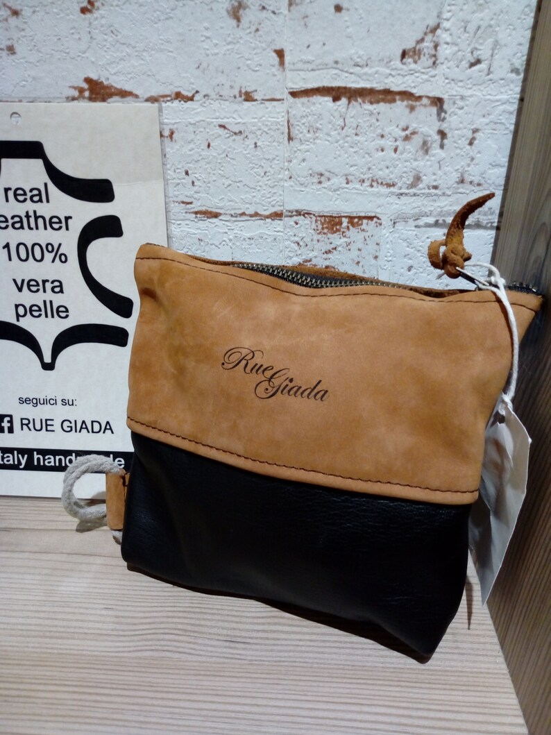Leather and suede purse