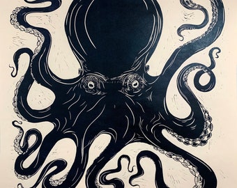Octopus 2021 - Limited edition handmade Linocut Print