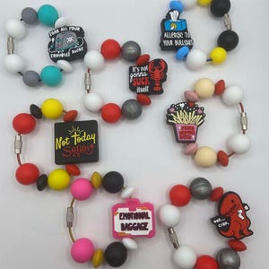 Stanley Cup Charm for Women, Fun Gifts for Women, Stanley Cup Accessories, Tumbler Handle Cup Charms, Silicone Bead Bag Tag, Gifts for her