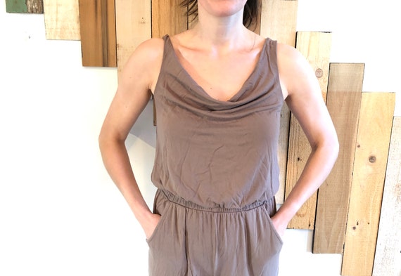 Cowl-Neck Sleeveless Blouson Neutral Brown Tapere… - image 5