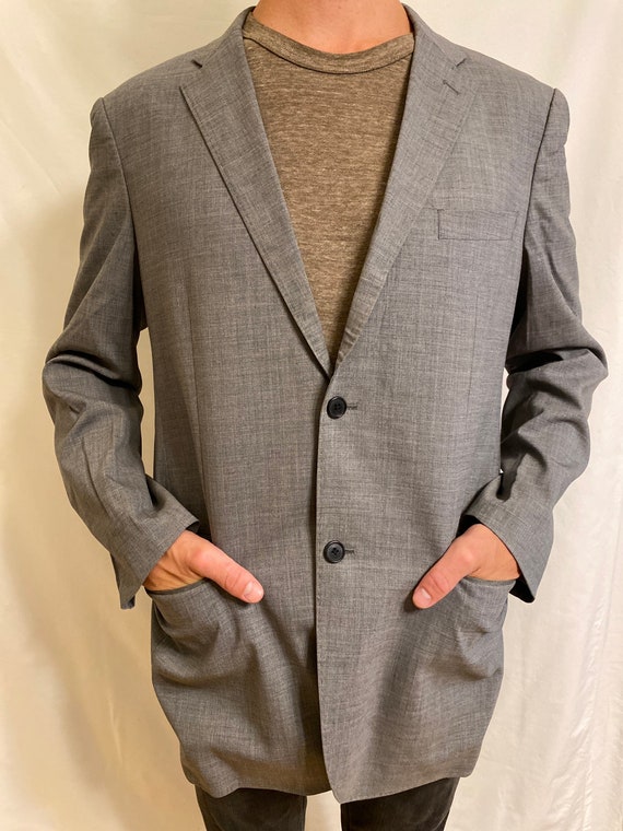 Men’s Gray Sportcoat Blazer, Size L - image 3