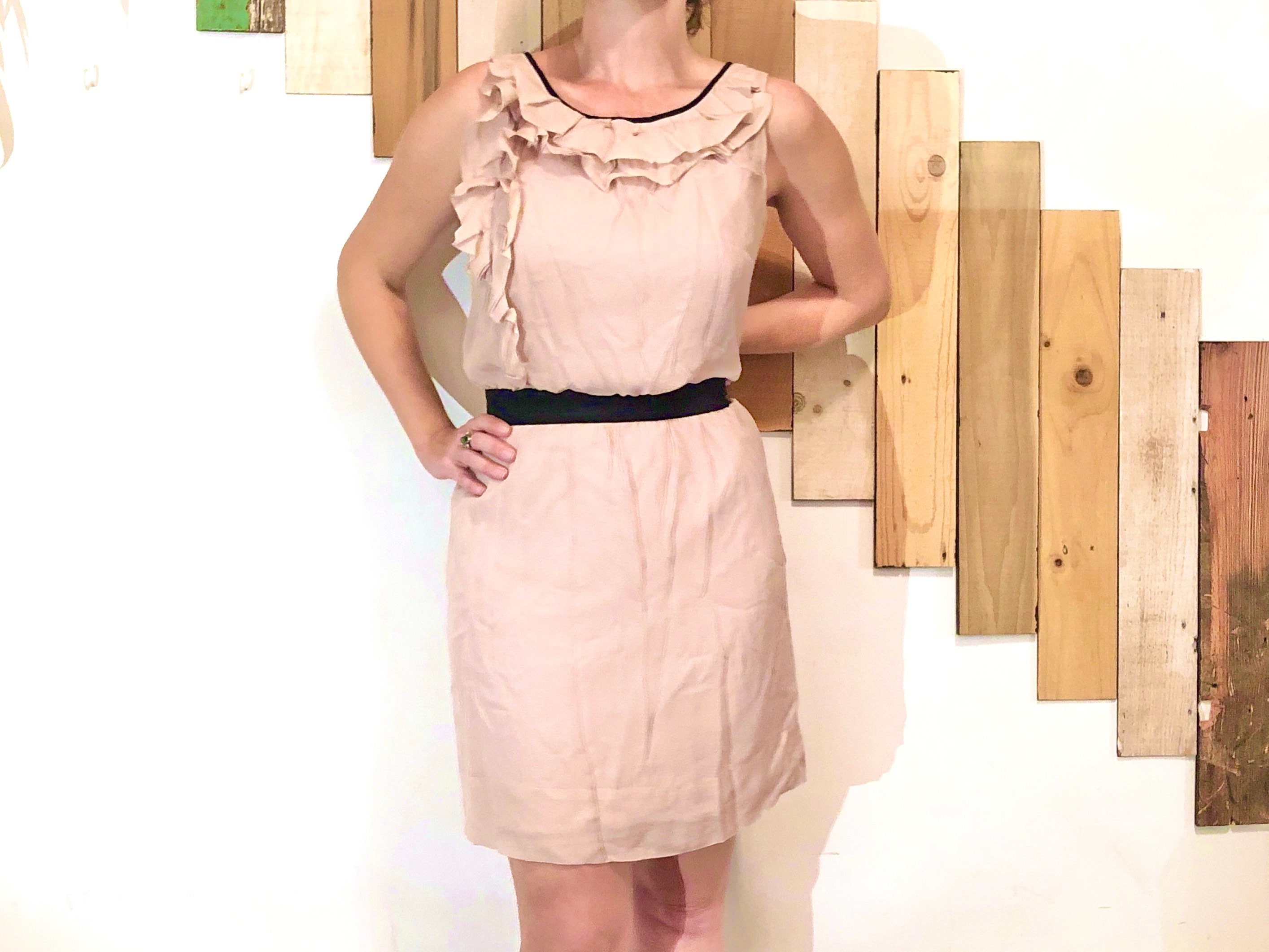 Buy ANN TAYLOR LOFT Soft Pink Lined Silk Scoopneck Aline Midi Dress