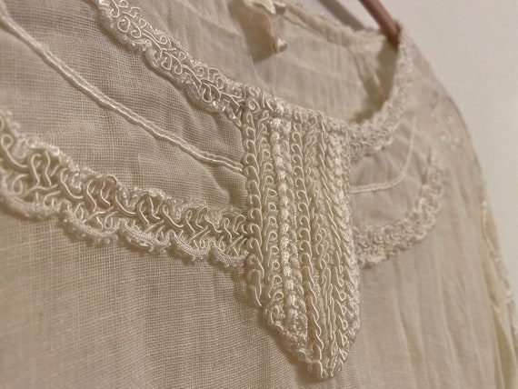 Woven & Embroidered White Linen Bell Tunic Shirt,… - image 3