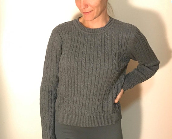 Braided Cable Dark Gray Pullover Pinup Sweater, 9… - image 4