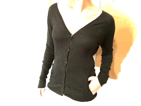 black v neck button up cardigan