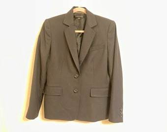 Women’s Simple Black Two-Button Lined Blazer, Vintage ANNE KLEIN, Size 8
