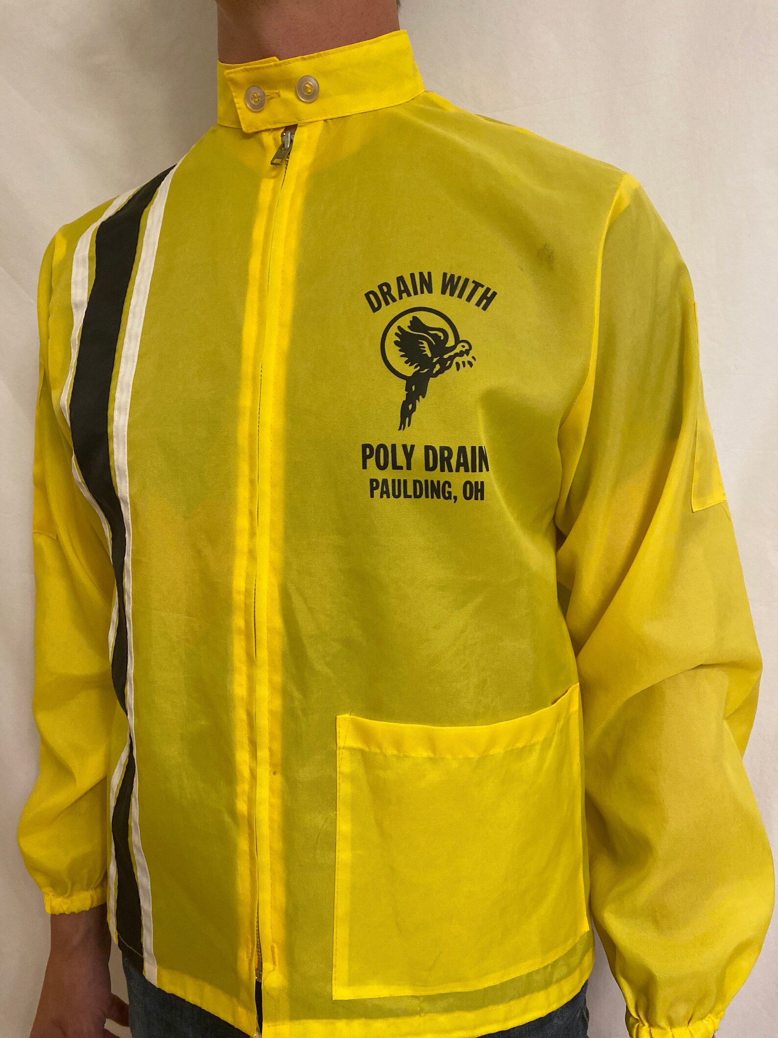 Neon Yellow Windbreaker With Many Pockets and Moto Button Etsy
