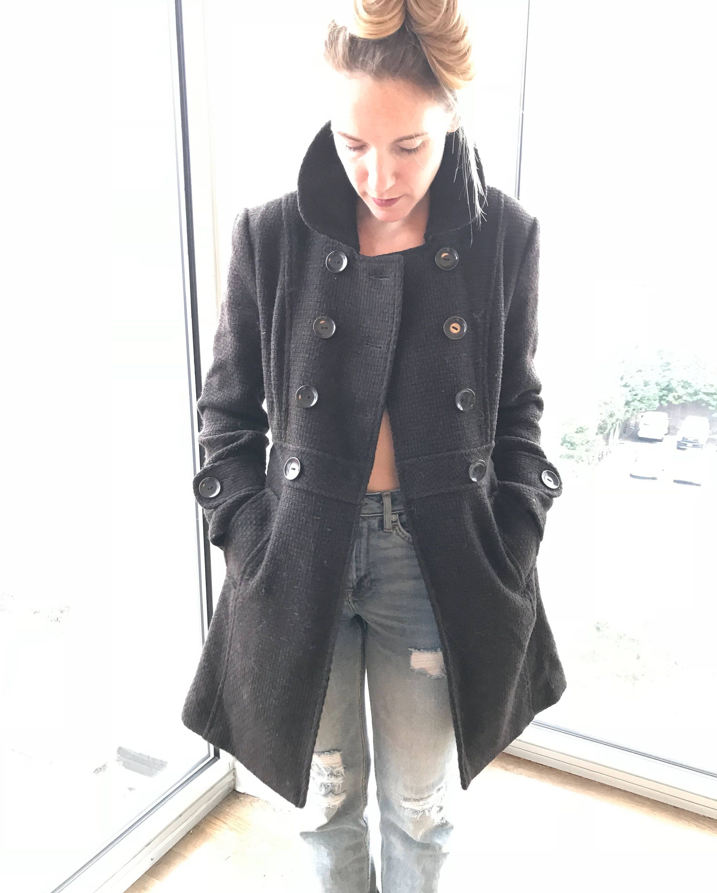 dark brown peacoat