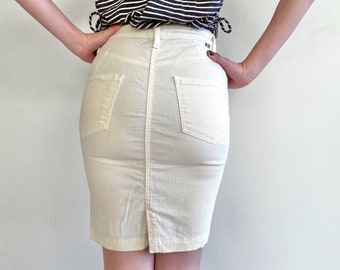 J.CREW Vintage Denim White Jean Pencil Skirt, Knee-Length, Size 27