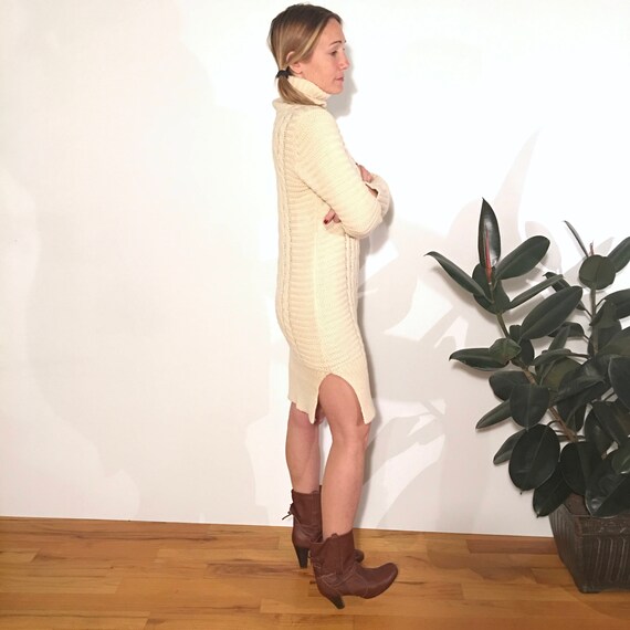 white christmas dresses Cream Turtleneck Sweater Dress – Isabella main image 0
