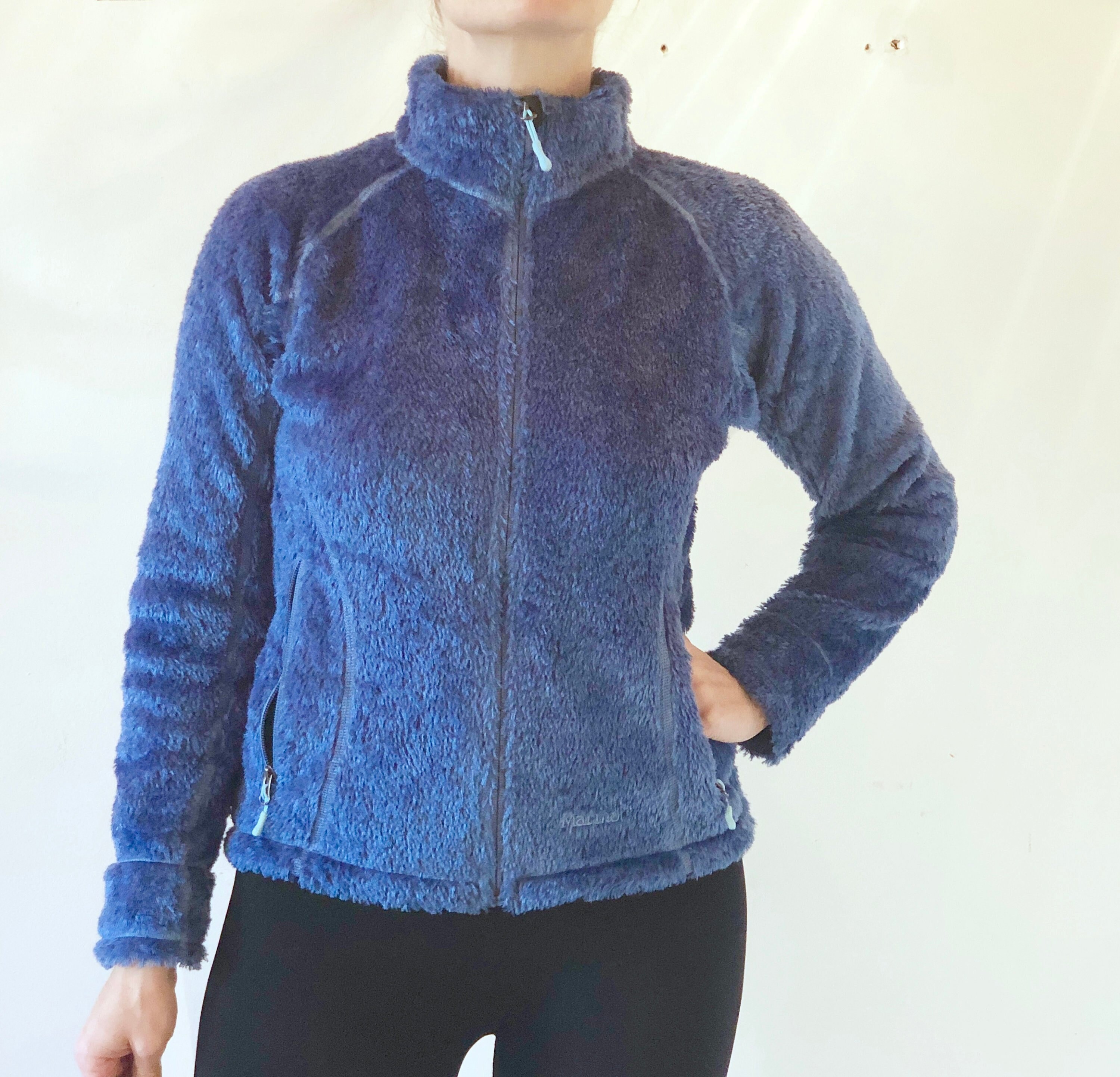 Electric Blue Lightweight Polartec Fleece Jacket With Hideaway