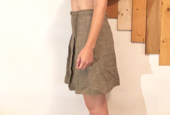 Pleated Wool Plaid Skirt with Matching Belt, Vint… - image 2