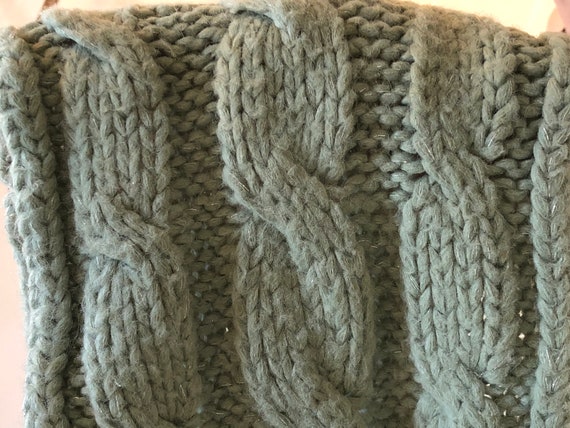 Chunky Cable Knit Sea Blue-Green Infinity Circle … - image 2