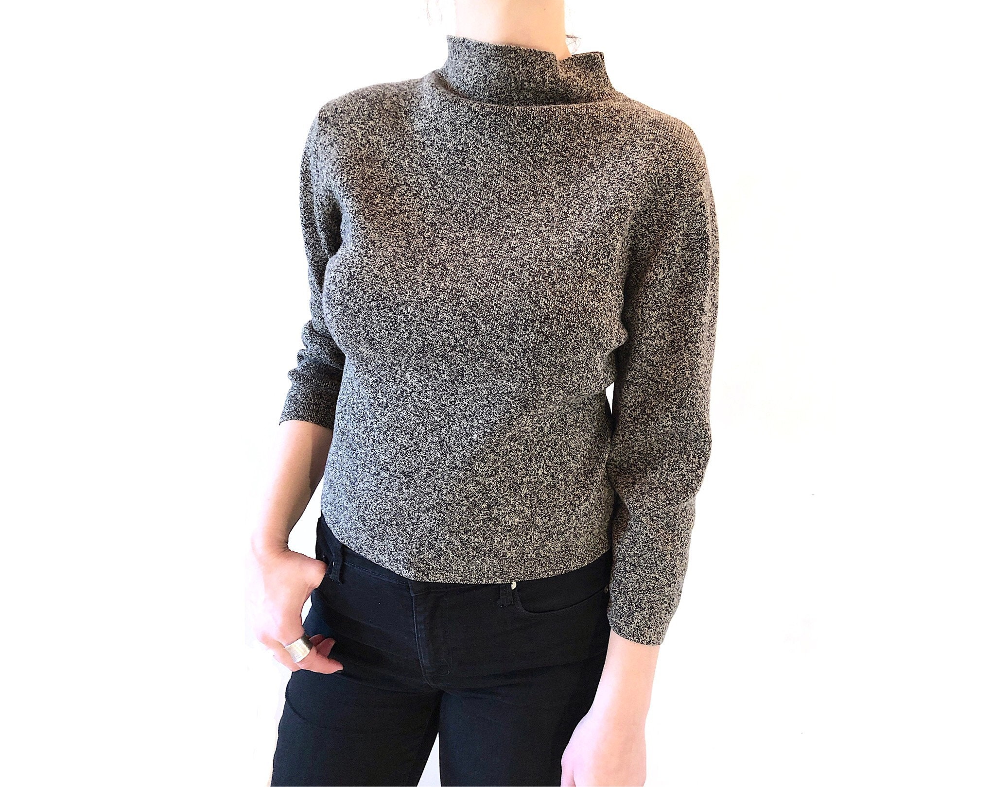 grey mock turtleneck sweater