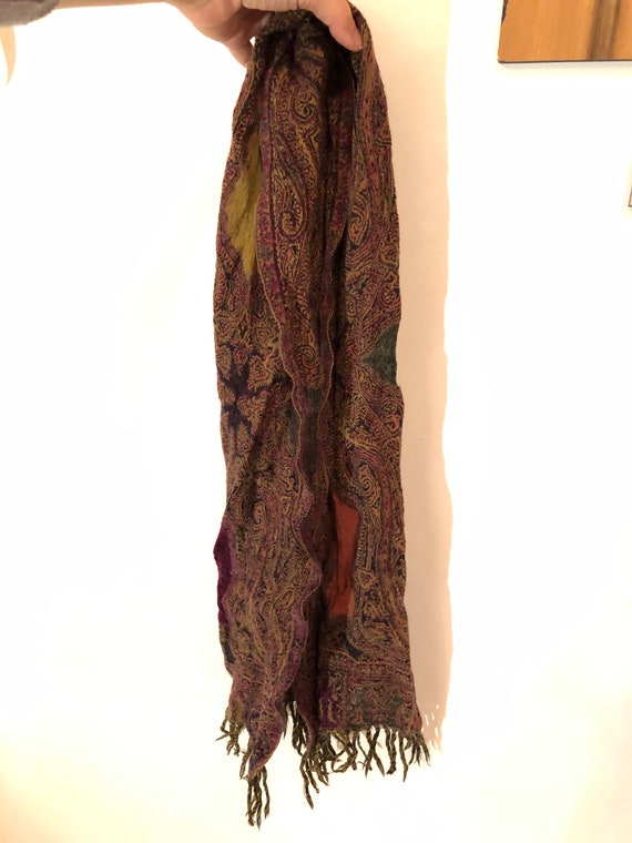 Paisley and Abstract Patterned Thin Wool Purple, … - image 7