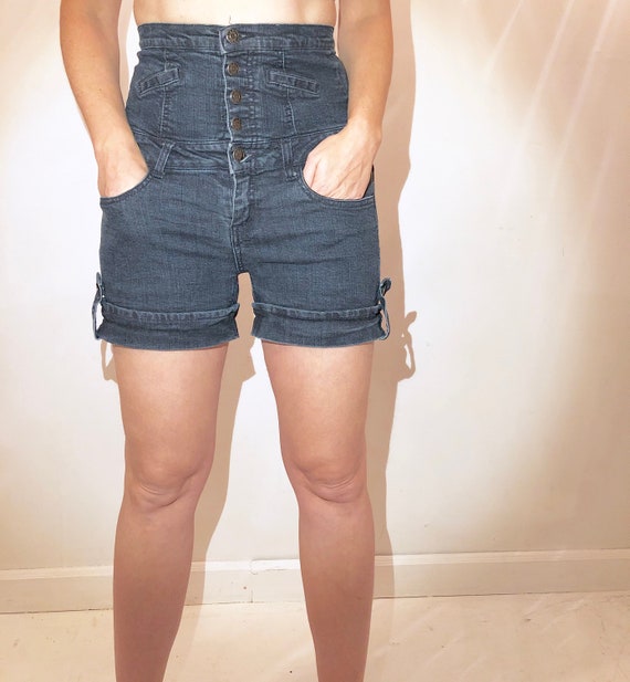 dark denim jean shorts