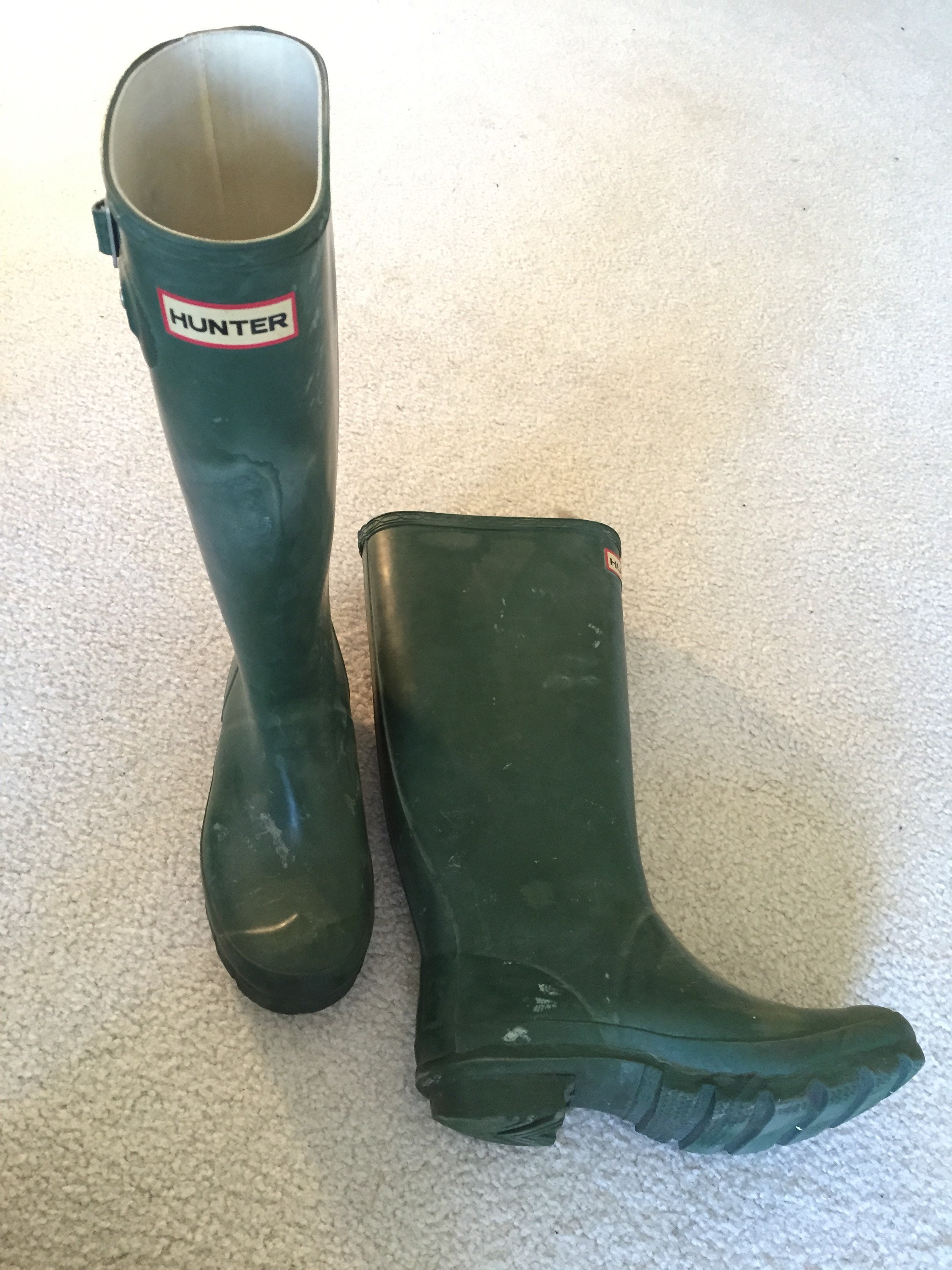 HUNTER Dark Green Original Tall Wellies Rain Boots Fit Sizes