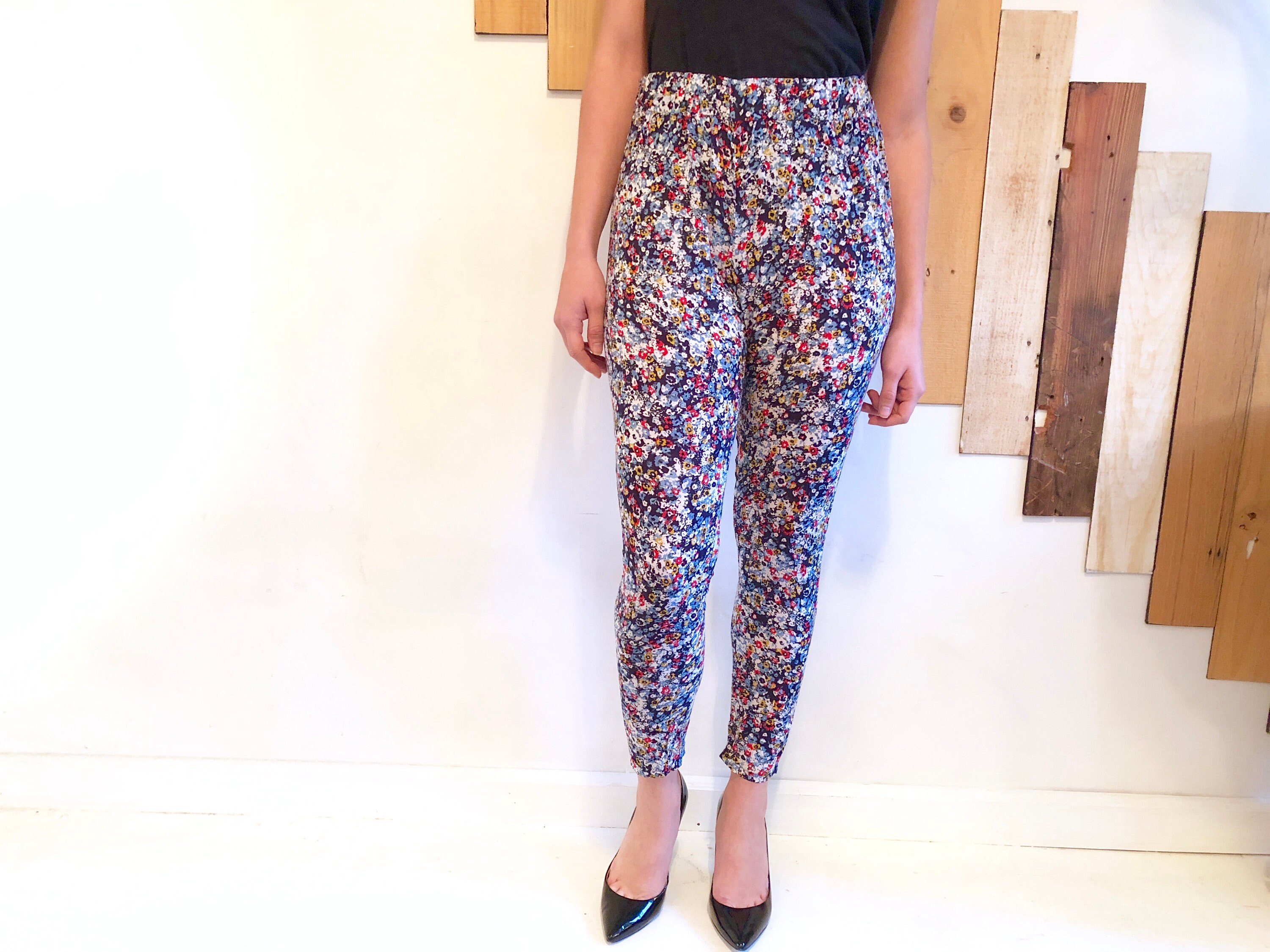 floral stretch pants