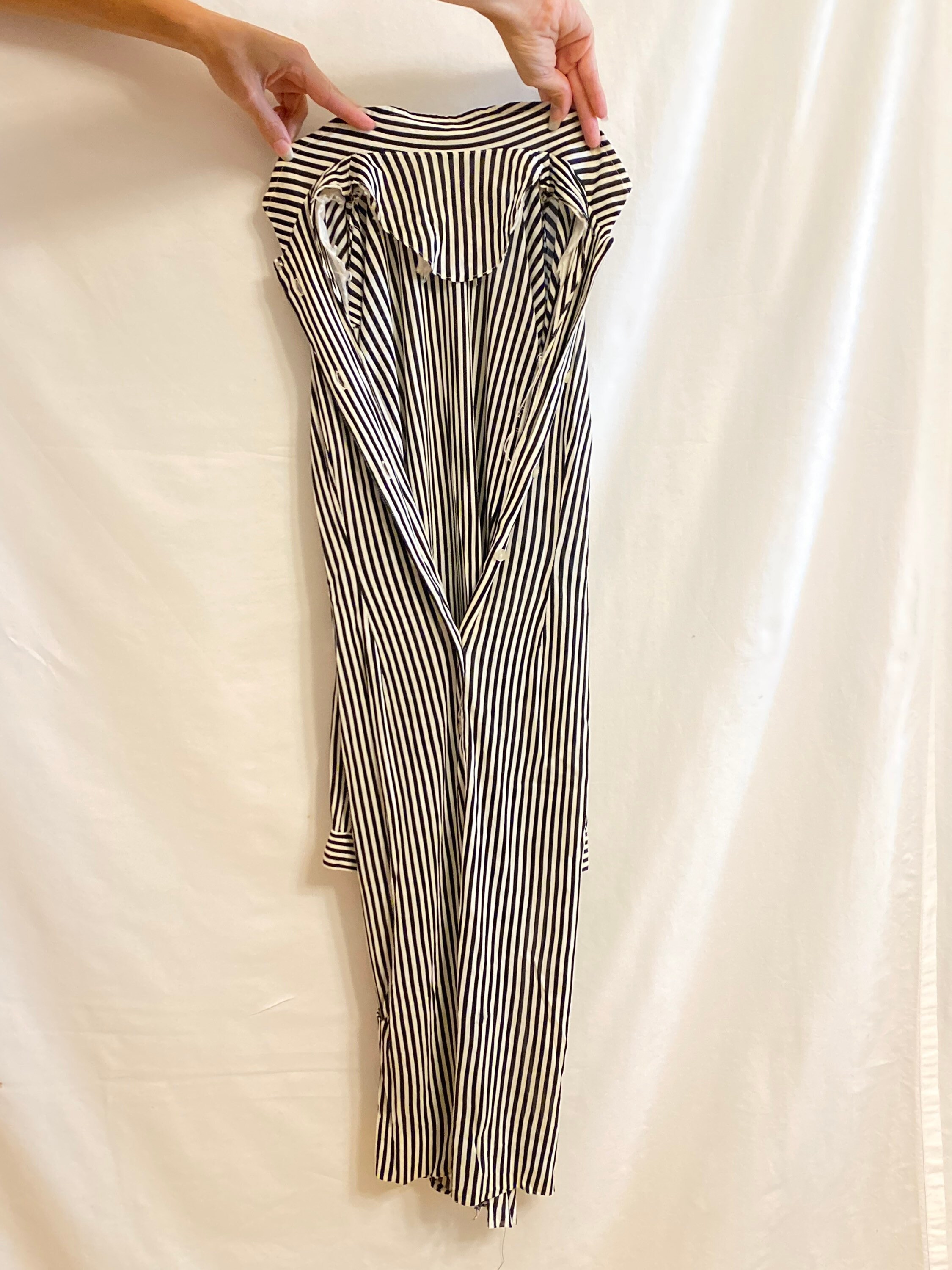 Black and White Pinstripe Long Sleeve Polyester Midi Shirt Dress - Etsy
