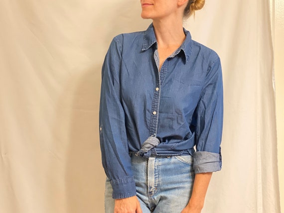 Women's blue chambray work shirt Clearance
