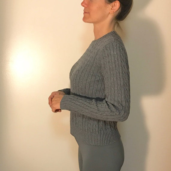 Braided Cable Dark Gray Pullover Pinup Sweater, 9… - image 2