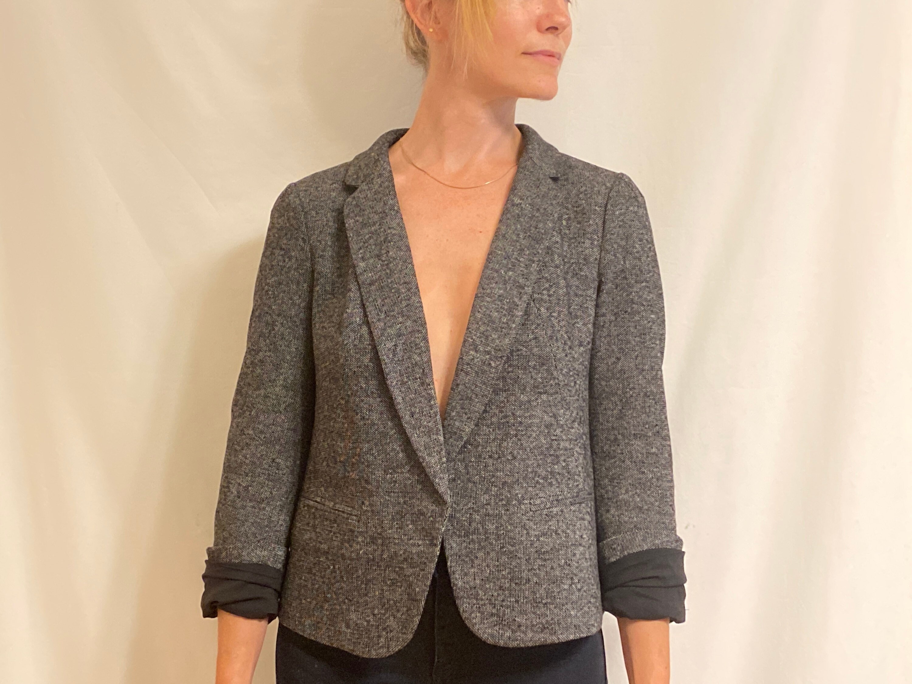 buttonless blazer