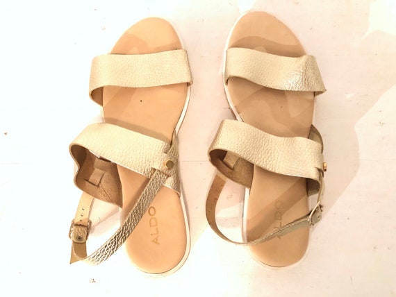 gold walking sandals