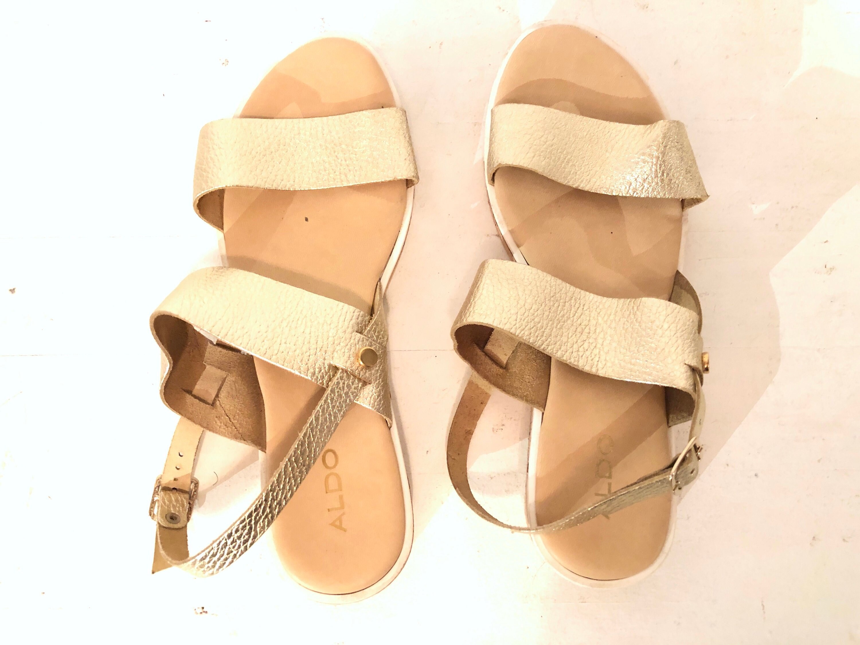 Gold Two-strap Slingback Walking Sandals With Comfortable | Etsy