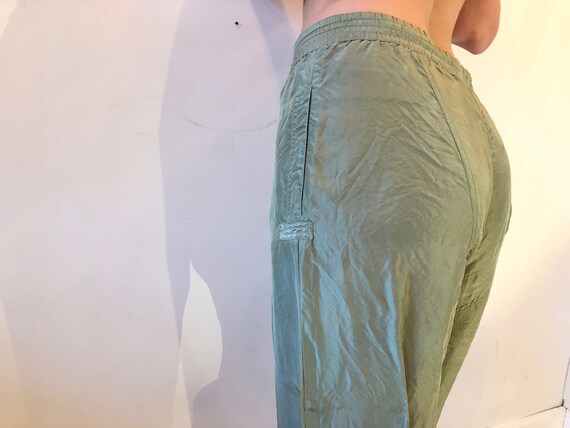 Silk Balloon Pants in Bright Sage Green, Pockets - image 4