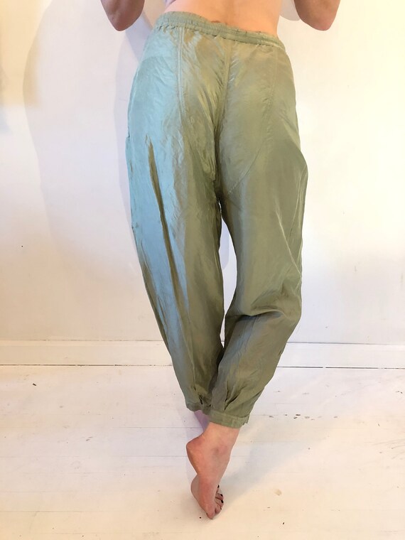 Silk Balloon Pants in Bright Sage Green, Pockets - image 2