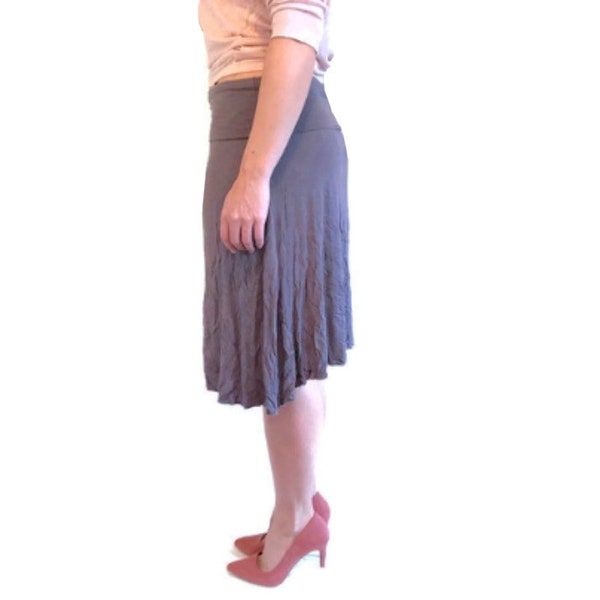 The Comfiest Gray Stretch Jersey Cotton Fold-Over Travel / Dance Skirt or Tube Dress