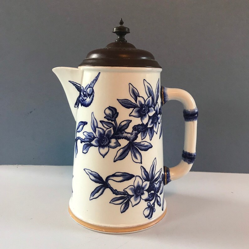 Antique Blue And White Taylor /& Tunnicliffe Large Jug by Royal Letters Patent c.1880