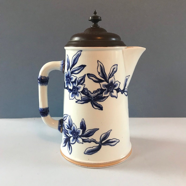 Antique Blue And White Taylor /& Tunnicliffe Large Jug by Royal Letters Patent c.1880