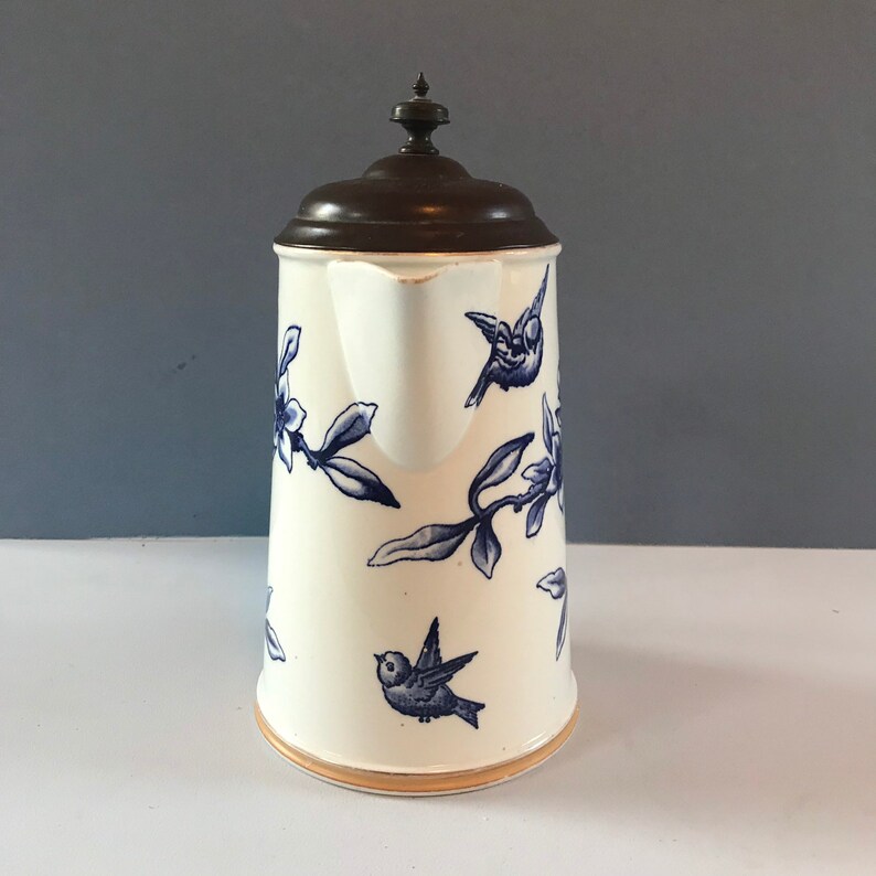 Antique Blue And White Taylor /& Tunnicliffe Large Jug by Royal Letters Patent c.1880
