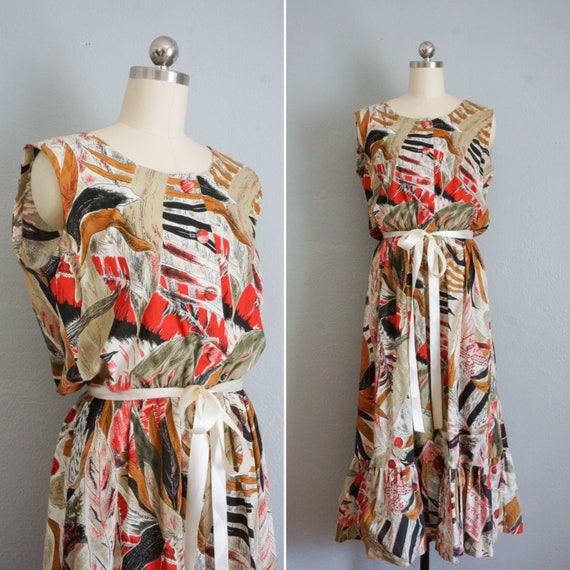 1950s Novelty Print cotton dress | vintage 50s cot