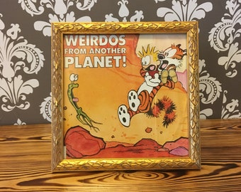Framed "Weirdos From Another Planet" book cover, Calvin and Hobbes