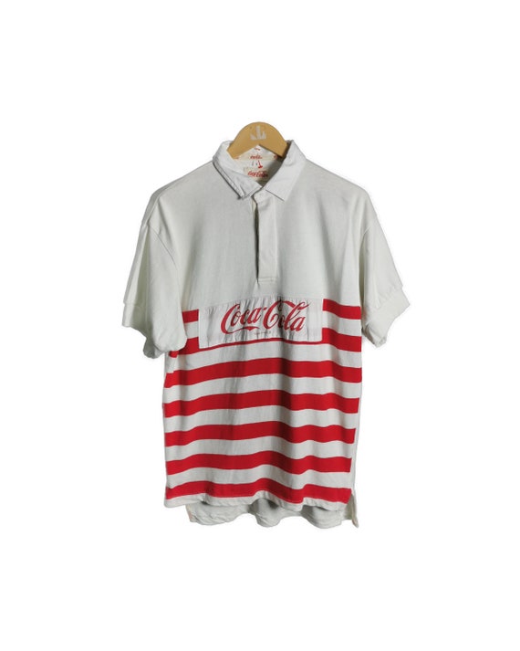 Vintage Coca Cola Rugby Wear Striped Shirt Benetto