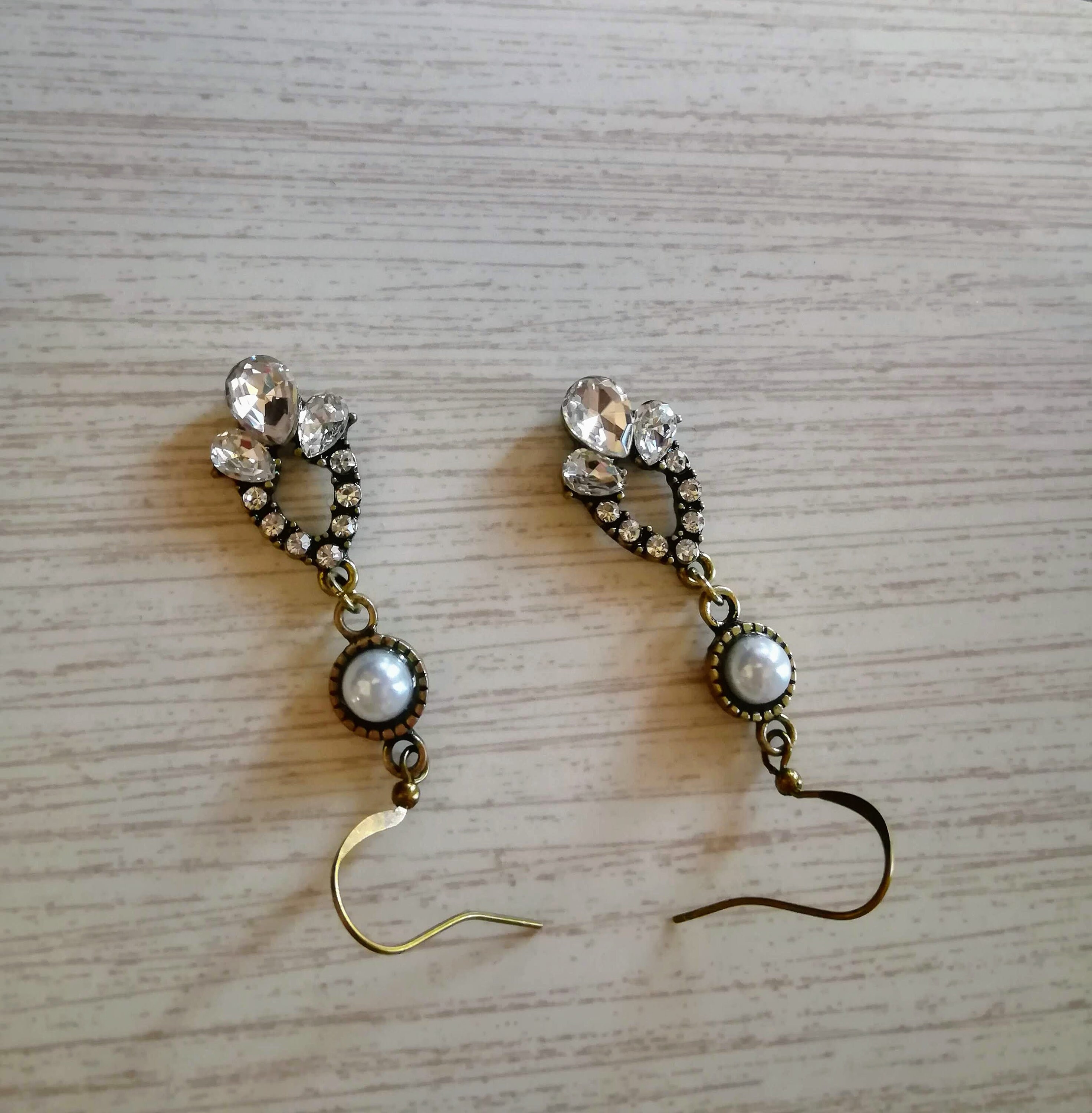 Teardrop Crystal Charm Earrings Vintage Crystal Earrings | Etsy
