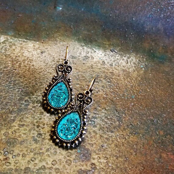 light blue teardrop earrings