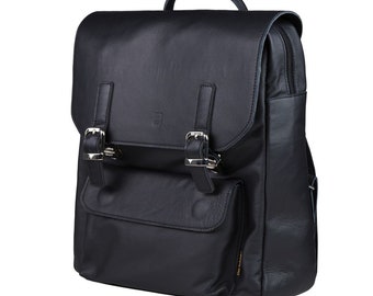 Zaino da uomo in pelle nera, zaino per laptop grande da donna, borsa zaino in pelle minimalista ed elegante da donna, miglior regalo per donne o uomini