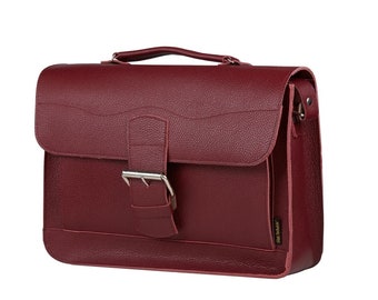 Leren aktetas Dames lederen messengertas Tote Laptop aktetas Leren tas Leren werktas Bruine bordeaux handgemaakte tas