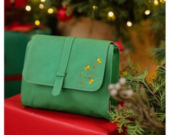 Green Leather bags women leather crossbody bag for women purse bag leather saddle shoulder bag women handmade purses Christmas day gift