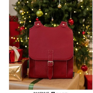 Sac à dos en cuir, sac à dos en cuir, sac à dos en cuir rouge, sac à dos pour femme, style rétro vintage, élégant sac à dos A4, fait main, Słoń Torbalski